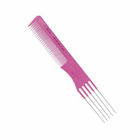 Grzebień fryzjerski do tapirowania metalowe zęby 19,5 cm MIX COLORS EUROSTIL