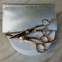 Zestaw nożyczek VIVA TOP ROSA AUREA nożyczki 5,5"+ degażówki 5,5"+ etui silver 2 poz.