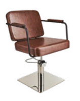 Fotel Fryzjerski ENZO Ayala 48H baza kwadrat chromowana, brązowy NOWOŚĆ