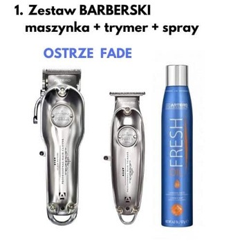 A1_E1 _ Zestaw Urodzinowy LIMITED Maszynka fryzjerska bezprzewodowa POKER ,  Trymer fryzjerski bezprzewodowy POKER MINI ,  Spray do czyszczenia i smarowania ostrza OIL FRESH 300 ml