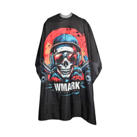 WMARK  CC032 Peleryna SKULL barberska fryzjerska duża z gumowym kołnierzem